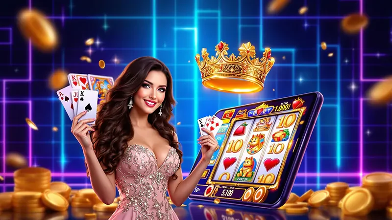 หน้าจอเกมสล็อตพร้อมสัญลักษณ์ไวลด์และสแกตเทอร์